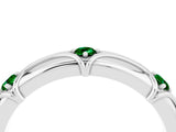 White gold Round Emerald Prong Set Milgrain Eternity Band_10