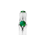 White gold Round Emerald Prong Set Milgrain Eternity Band_11