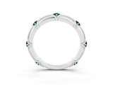 White gold Round Emerald Prong Set Milgrain Eternity Band_21