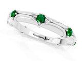 White gold Round Emerald Prong Set Milgrain Eternity Band_7