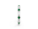 White gold Round Emerald Prong Set Milgrain Eternity Band_8