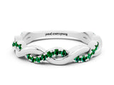 White gold Round Emerald Twist Eternity Band with Pavé Setting_18