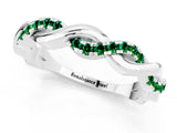 White gold Round Emerald Twist Eternity Band with Pavé Setting_7