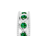 White gold Round Emerald Twist Milgrain Band with Bezel Setting_13