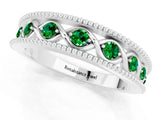 White gold Round Emerald Twist Milgrain Band with Bezel Setting_1