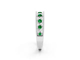 White gold Round Emerald Twist Milgrain Band with Bezel Setting_2