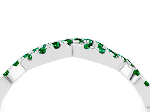 White gold Round Emerald Twisted Eternity Band with Pavé and Shared Prong Setting_10