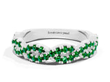 White gold Round Emerald Twisted Eternity Band with Pavé and Shared Prong Setting_18