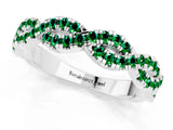 White gold Round Emerald Twisted Eternity Band with Pavé and Shared Prong Setting_19