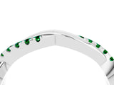 White gold Round Emerald Twisted Infinity Band with Prong Setting_10