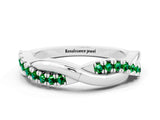 White gold Round Emerald Twisted Infinity Band with Prong Setting_6
