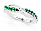 White gold Round Emerald Twisted Infinity Band with Prong Setting_7