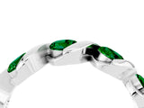 White gold Round Emerald Wave Band with Channel Setting and Shared Prongs_10