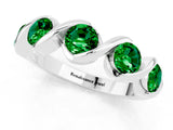 White gold Round Emerald Wave Band with Channel Setting and Shared Prongs_7