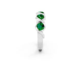 White gold Round Emerald Wave Band with Channel Setting and Shared Prongs_8