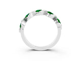 White gold Round Emerald Wave Band with Channel Setting and Shared Prongs_9