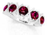 White gold Round Garnet Channel Set Band with X-Prong Detail_7