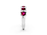 White gold Round Garnet Channel Set Band with X-Prong Detail_8