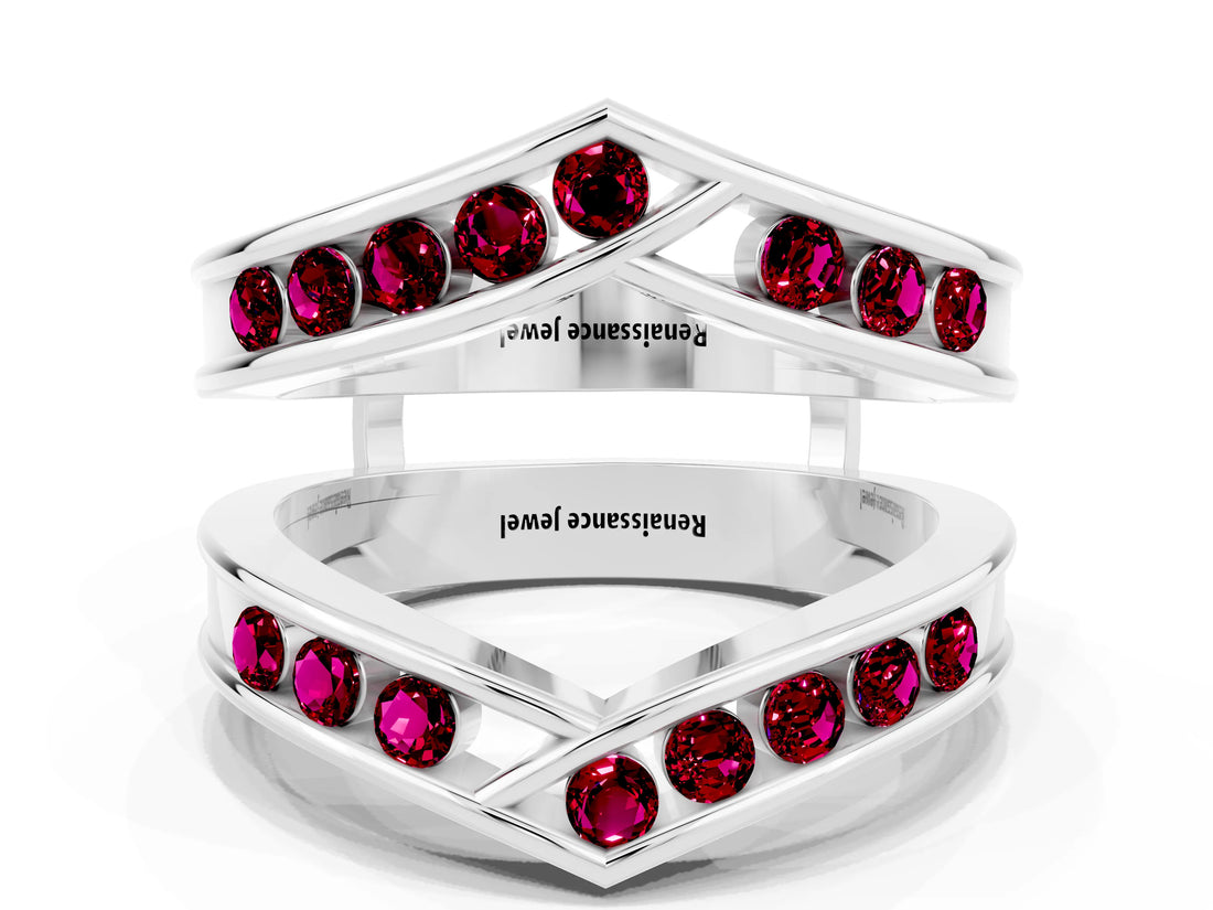 White gold Round Garnet Channel-Set Chevron Band_6