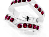 White gold Round Garnet Channel-Set Chevron Band_7