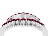 White gold Round Garnet Chevron Contour Band with Prong Setting_10