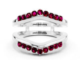 White gold Round Garnet Chevron Contour Band with Prong Setting_6