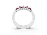 White gold Round Garnet Chevron Contour Band with Prong Setting_9