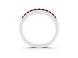 White gold Round Garnet Curved Wedding Band with Channel Setting_9