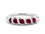 White gold Round Garnet Eternity Band with Twist Prong Setting_18