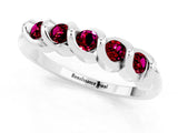 White gold Round Garnet Eternity Band with Twist Prong Setting_20