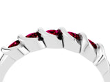 White gold Round Garnet Eternity Band with Twist Prong Setting_22