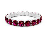 White gold Round Garnet Eternity Band with U-Prong Setting_30