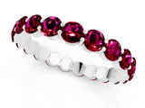 White gold Round Garnet Eternity Band with U-Prong Setting_31