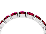 White gold Round Garnet Eternity Band with U-Prong Setting_34