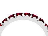 White gold Round Garnet Half Eternity Band with Classic Prong Setting_10