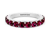 White gold Round Garnet Half Eternity Band with Classic Prong Setting_6