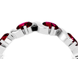 White gold Round Garnet Half Eternity Band with Wave Prong Setting_10