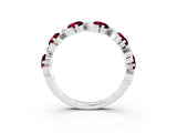 White gold Round Garnet Half Eternity Band with Wave Prong Setting_9