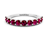 White gold Round Garnet Half-Eternity Prong-Set Band_6