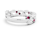 White gold Round Garnet Leaf Eternity Band with Bezel Setting_36
