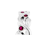 White gold Round Garnet Leaf Eternity Band with Bezel Setting_47
