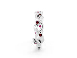 White gold Round Garnet Leaf Eternity Band with Bezel Setting_80