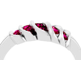 White gold Round Garnet Multi-Row Crossover Band_10