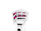 White gold Round Garnet Multi-Row Crossover Band_11