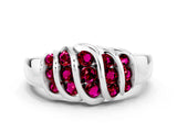 White gold Round Garnet Multi-Row Crossover Band_6