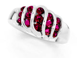 White gold Round Garnet Multi-Row Crossover Band_7