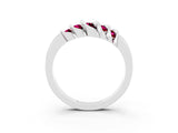 White gold Round Garnet Multi-Row Crossover Band_9