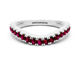White gold Round Garnet Pavé Curved Band with Shared Prong Setting_6