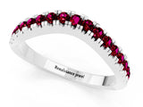 White gold Round Garnet Pavé Curved Band with Shared Prong Setting_7