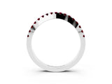 White gold Round Garnet Pavé Curved Band with Shared Prong Setting_9